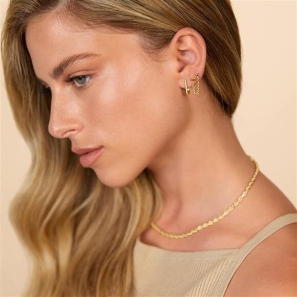 14K Gold Plated 925Sterling SilverPosts Pair of FlatBack Stud Earrings for Women - Picture 2 of 7